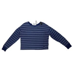 Levi's Cotton Striped Top Long Sleeve Navy Blue Glitter Silver Back Tie Small